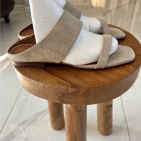 Halston Heritage Neutral Beige Suede Slide Mules - Picture 10 of 14